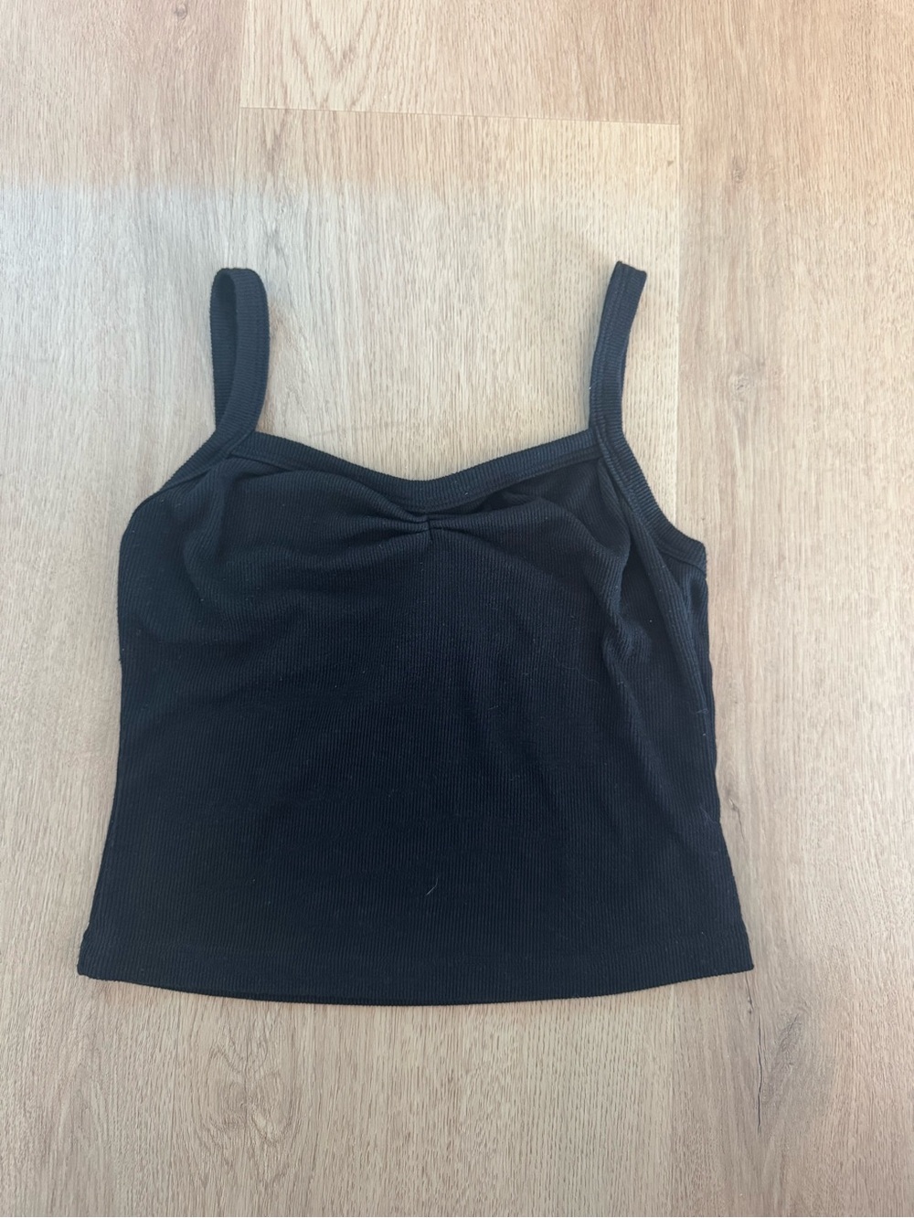 PRINCESS POLLY Black Ribbed Spaghetti Strap Tank Top - size 4
